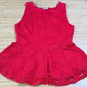 Elegant Red Lace Sleeveless Top